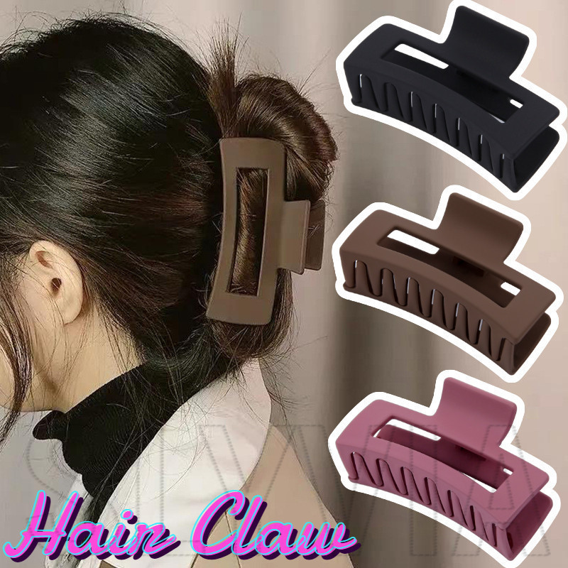 Sfse - ที่หนีบผมฝ้า - เครื่องประดับผม - แฟชั่น, วินเทจ, หรูหรา - กิ๊บสี่เหลี่ยมสีพื้น - คลิปฉลามขนาดใหญ่ - ที่ใส่ผมหางม้า