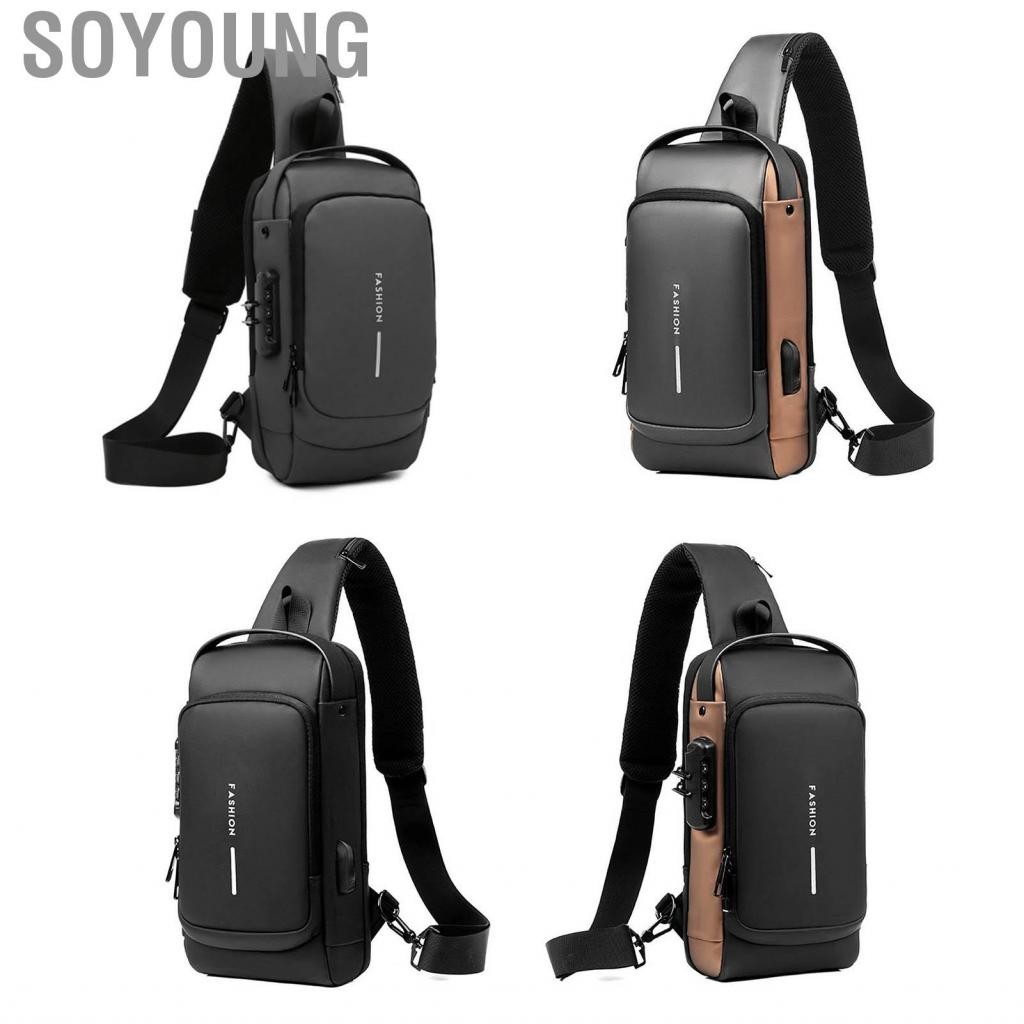 Soyoung Cycling Chest Bag  Multifunctional Lightweight Password Sling Backpack Large Capacity Anti Theft for Men