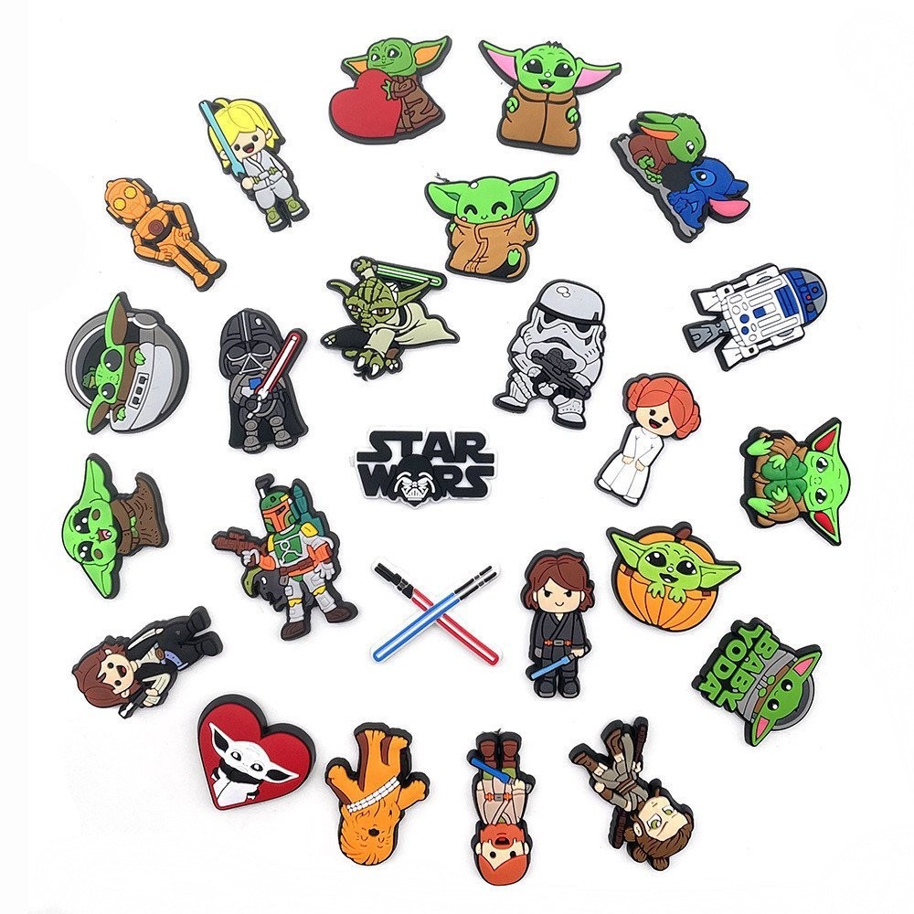 หัวเข็มขัดยาง แบบนิ่ม รูป Star Wars น่ารัก เครื่องประดับ สําหรับตกแต่งรองเท้า Crocs