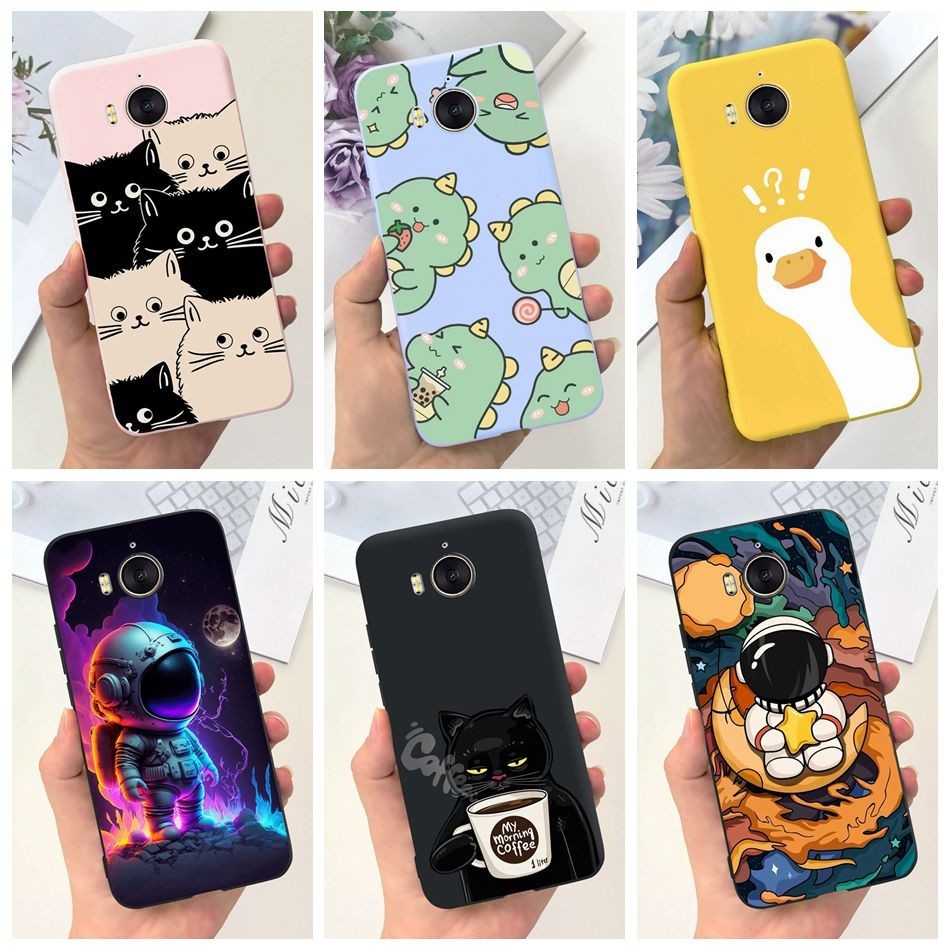 เคสโทรศัพท์มือถือ ซิลิโคนนุ่ม ลายการ์ตูนนักบินอวกาศ แมวน่ารัก สีแคนดี้ สําหรับ Huawei Y5 (2017) Y6 (