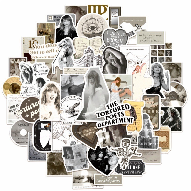 Lanlanstickersworld สติกเกอร์ ลายกวีนิพนธ์ Taylor Swift TTPD กันน้ํา สําหรับติดตกแต่งหมวกกันน็อค จักรยาน 100 50 ชิ้น