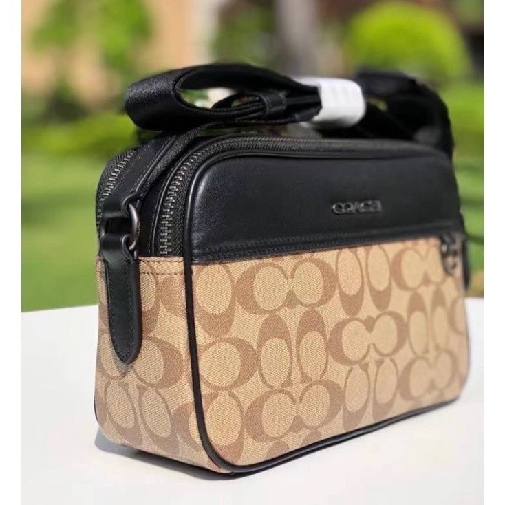 Graham Crossbody In Signature Canvas C4149 ผู้ชาย กระเป๋าสะพายข้าง Coac h กระเป๋ากล้อง หนังวัว
