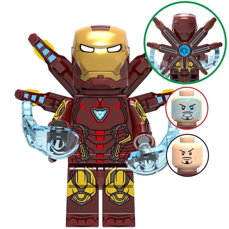 ใช ้ งานร ่ วมกับ Lego Iron Man MK85 Mecha Mark Minifigure Marvel Fulian หมวกกันน ็ อคเล ็ กๆตุ ๊ กตาประกอบอาคารบล ็ อกของเล ่ น ZSBY