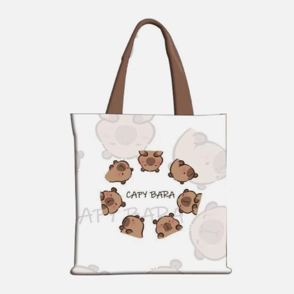 Tonfashion Tote Bag, กระเป๋า Capybara ที่ทนต่อการสึกหรอความจุขนาดใหญ่, กระเป๋านักเรียนผ้าใบ