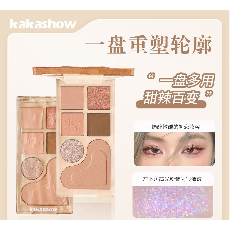 พร้อมส่ง Kakashow พาเลสีบลัชออนซีรีส์โรแมนติกอายแชโดว์ ซิกเนเจอร์ พาเลท 6 สี เม็ดสีแแน่น ติดทนนาน