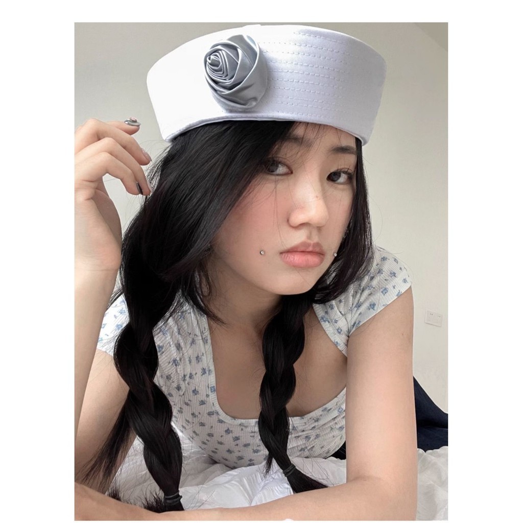 ญี ่ ปุ ่ นโบว ์ น ่ ารักหมวกกะลาสี Flip-Brimmed หมวกหญิง 2023 สไตล ์ ใหม ่ ฤดูร ้ อน Soft Top Retro All-Match Beret - รูปที่ 6