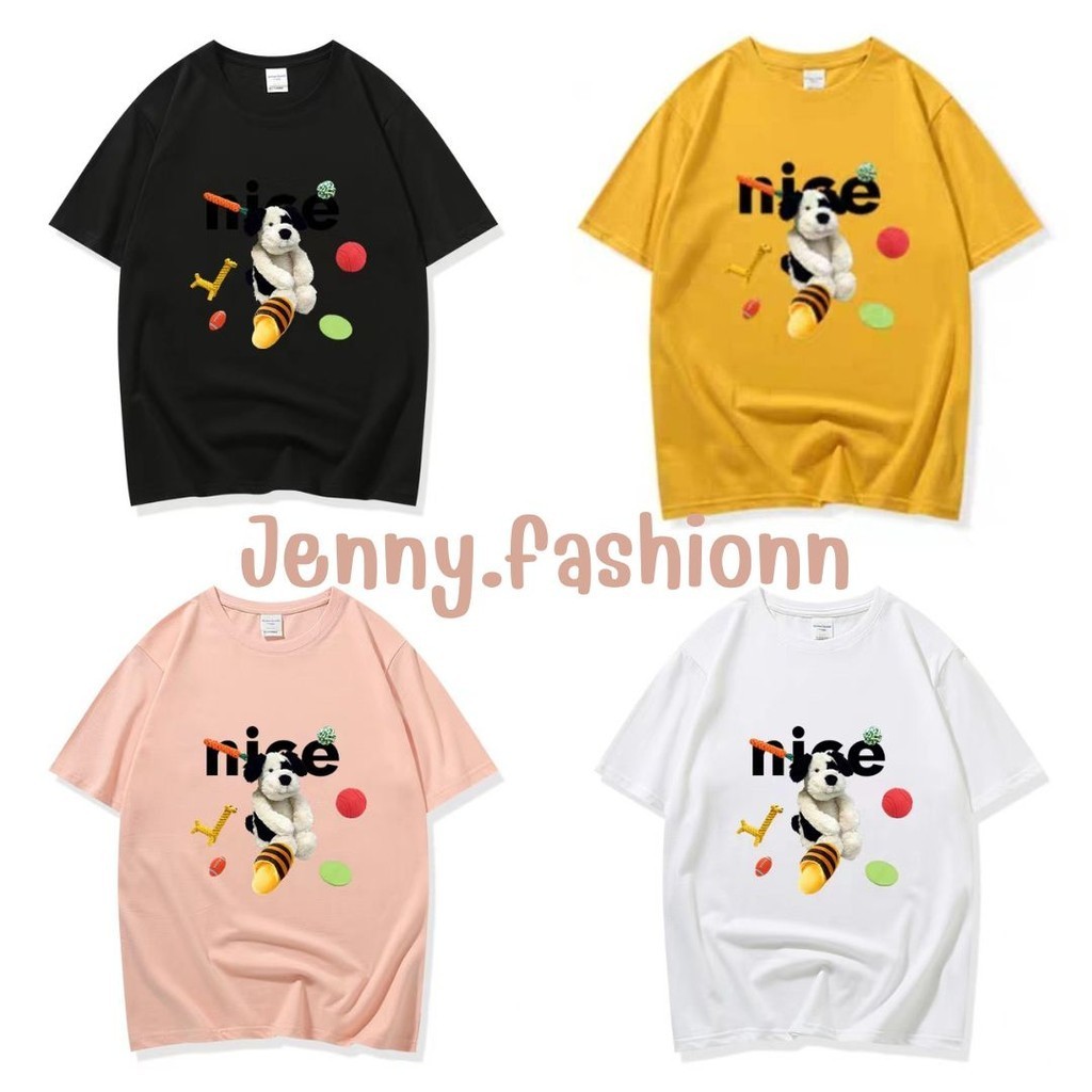 🌟Jenny🌟เสื้อยืด ผ้านิ่ม ลายตุ๊กตาน้องหมา คอกลม แขนสั้น#9649