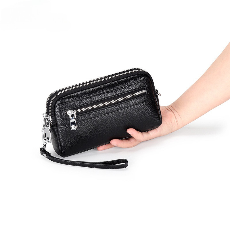 Royal Bagger Ladies Clutch Wallet Double Zipper Large Capacity Phone Purse ของแท ้ หนังวัวผู ้ หญิงกระเป ๋ ายาว 2028