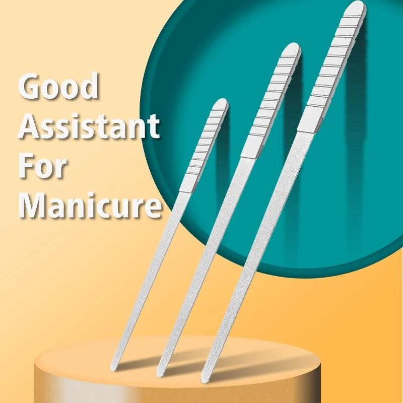1pc Professional สแตนเลสเล ็ บแฟ ้ มบัฟเฟอร ์ โลหะสองด ้ านบด Rod เล ็ บเท ้ าขัดเล ็ บเครื ่ องมือศิลปะหนา
