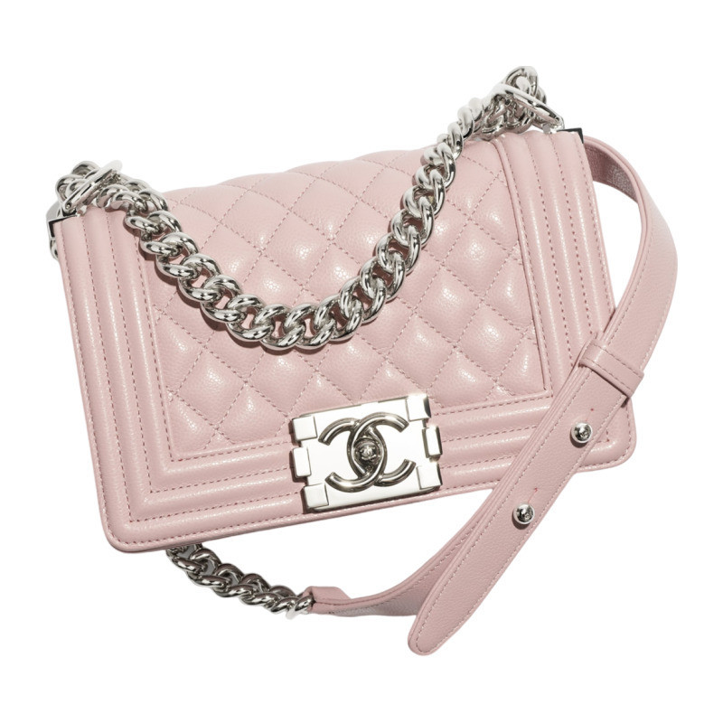 Chanel/Chanel Women's Bag BOY piccola Pink Grained Calfskin Flap Single Shoulder Crossbody