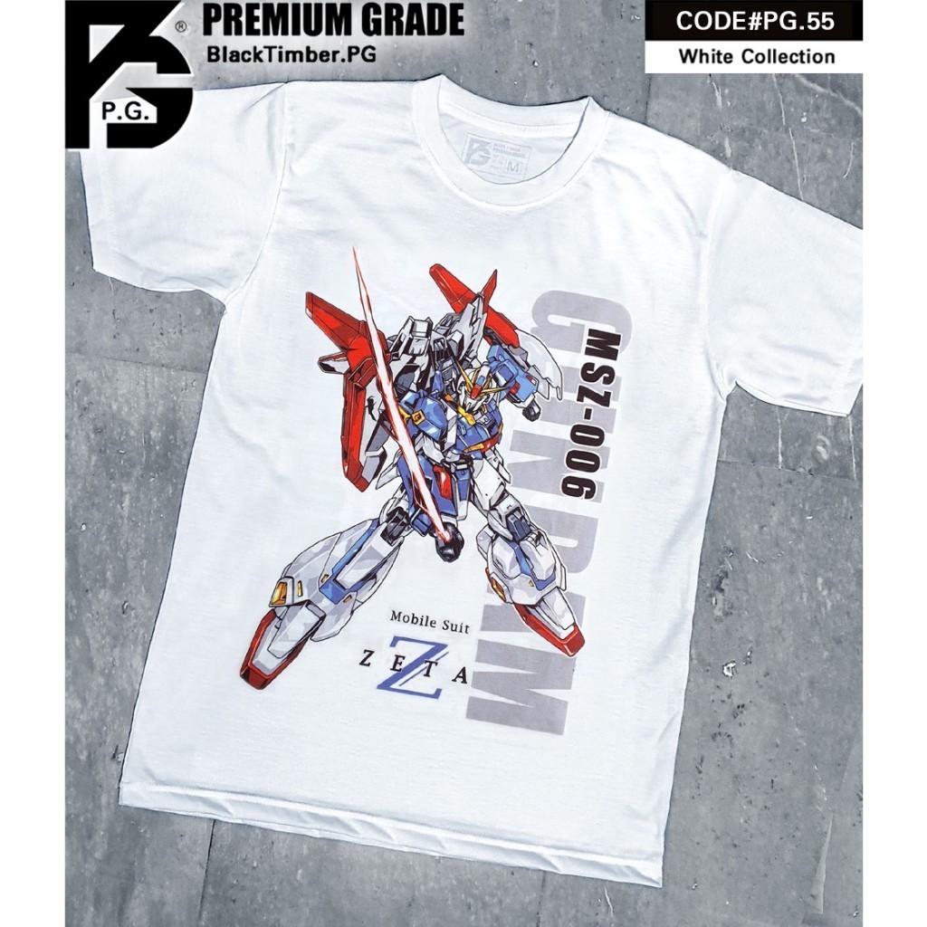 ใหม่ เสื้อยืด พิมพ์ลาย Gundam MSZ 006 Zeta Mobile Suit ผ้าบาง นุ่ม ใส่สบาย Size S M L XL XXL สีขาว PASTOY