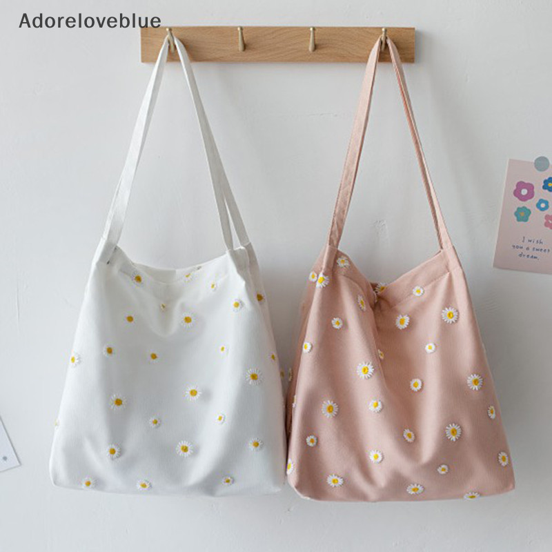 Adoreloveblue Mesh Daisy Double Layer Canvas Shoulder Bag Korean Ins Lace Small Square Bag Adoreloveblue