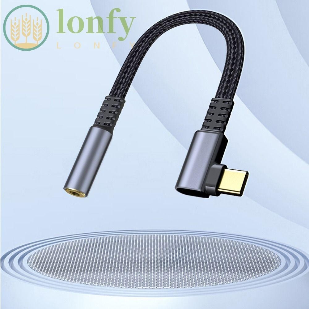Lonfy Audio Cable Adapter Elbow DAC Chip หูฟัง USB Type C ถึง 3.5 มม
