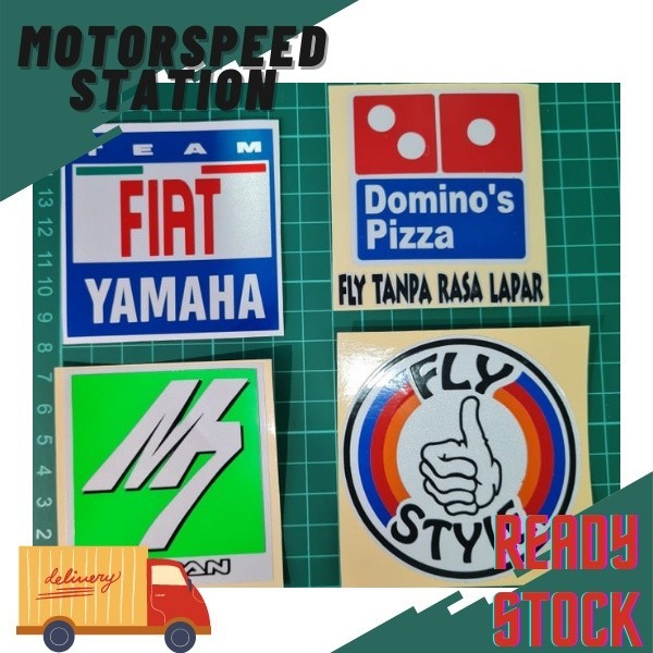 สติ๊กเกอร์ Pantul ตัด Fiat Yamaha Domino Pizza M7 Fly Style Stiker Motor สะท้อนแสง