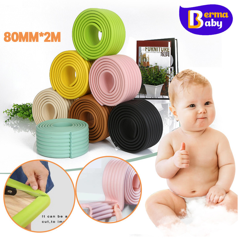 Berma Baby ฟองน้ำกันกระแทกรูปตัว 80MM*2M แถบโฟมป้องกันการชน ไม่ทำลายพื้นผิวเฟอร์นิเจอร์ โฟมยางกันกระแทก Bumper strip