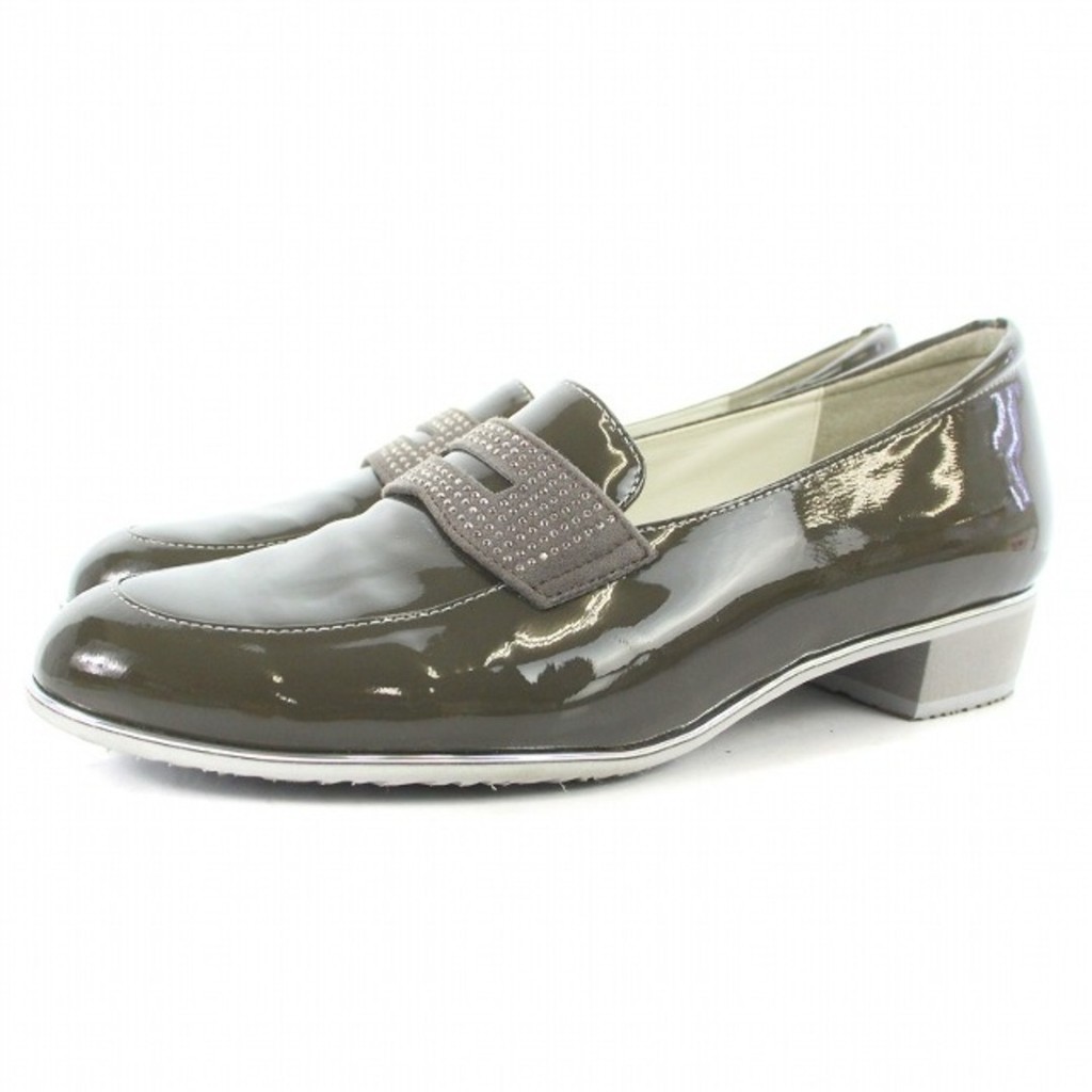 Ginza Yoshinoya bunions compatible loafers, enamel leather, waterproof, 23 cm, gray Direct from Japan Secondhand