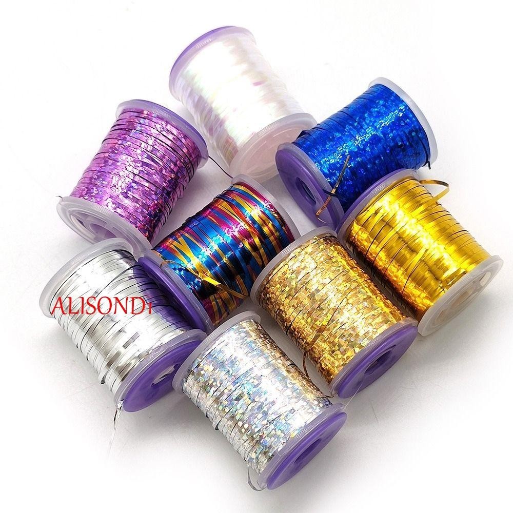 Alisond1 แบน Tinsel, Fly ผูกวัสดุ Holographic Nymph Thread, Body Ribbing วัสดุขนาดเล ็ ก 1 มม.120Yard Tinsel Flash Streamer ตกปลาแมลงวัน