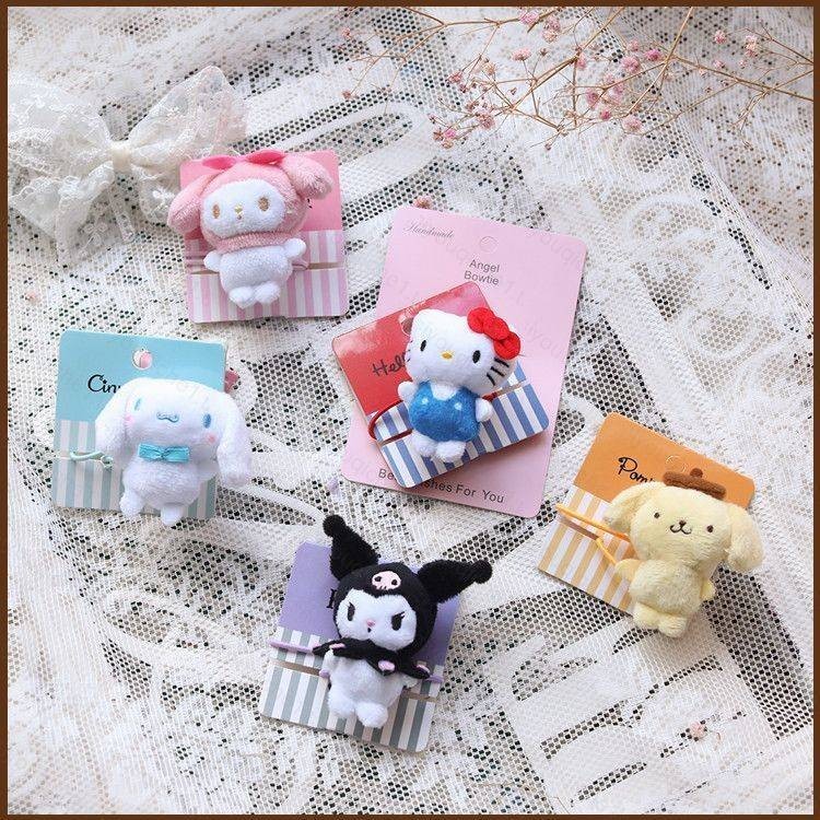 【 Sy1 】 hello kitty Melody Cinnamoroll Kuromi การ ์ ตูน sheadline เชือกผม Scrunchies ผูกผมสาวน ่ ารักหัวเล ็ กๆ