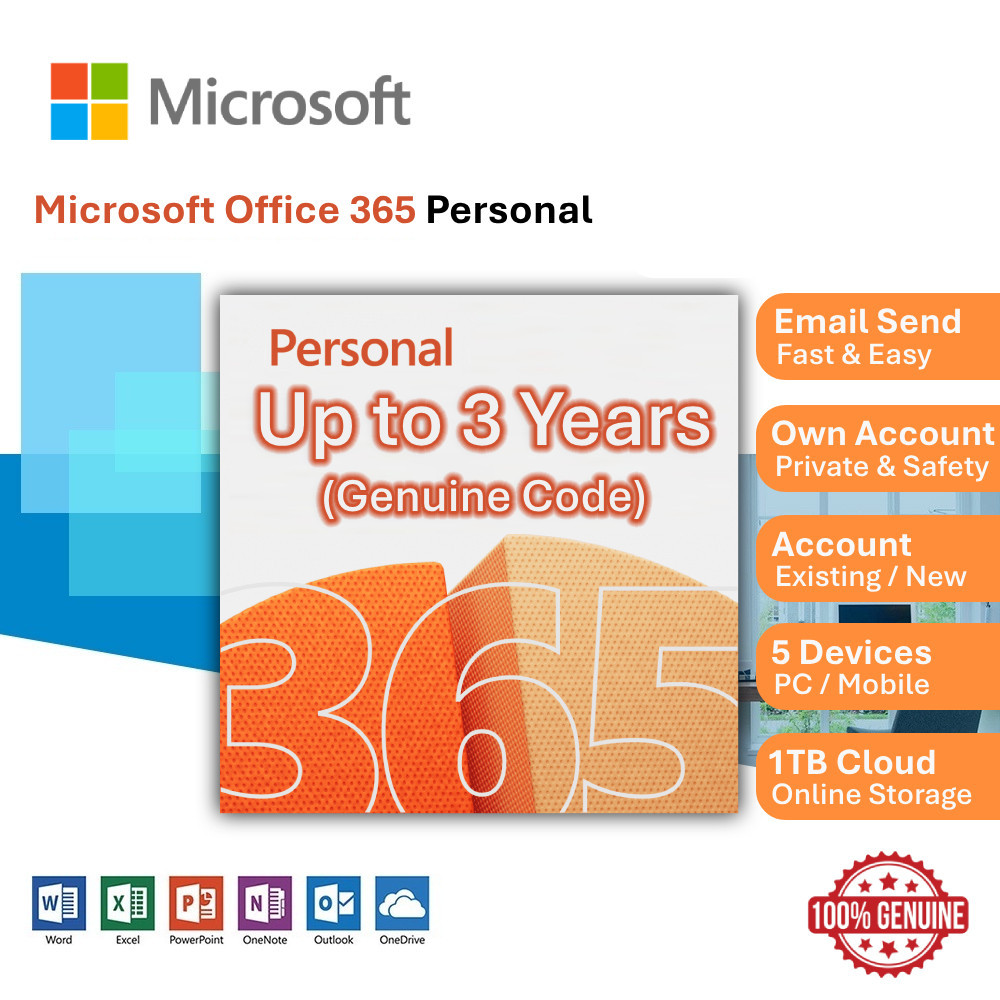 [Email] Microsft Office 365 Personal / 365 Family Pocket ESD/ 1Year /Software Office 365 /Laptop &amp; Mac License Code