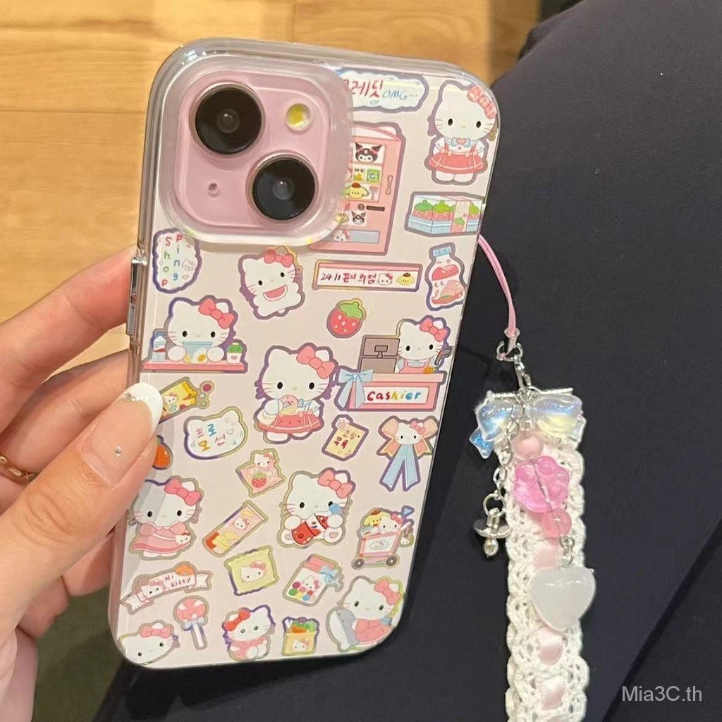 สาวแบบเต็มหน้าจอ kt Cat Apple 15/14/13promax เคสโทรศัพท์ 11/12pro น่ารัก xr กันกระแทก 7/8p นุ่ม F3RO