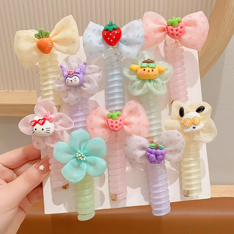 น ่ ารัก Bow/ดอกไม ้ ที ่ คาดผมเกลียวเด ็ กการ ์ ตูนผูกผมหางม ้ าที ่ คาดผมยืดหยุ ่ น