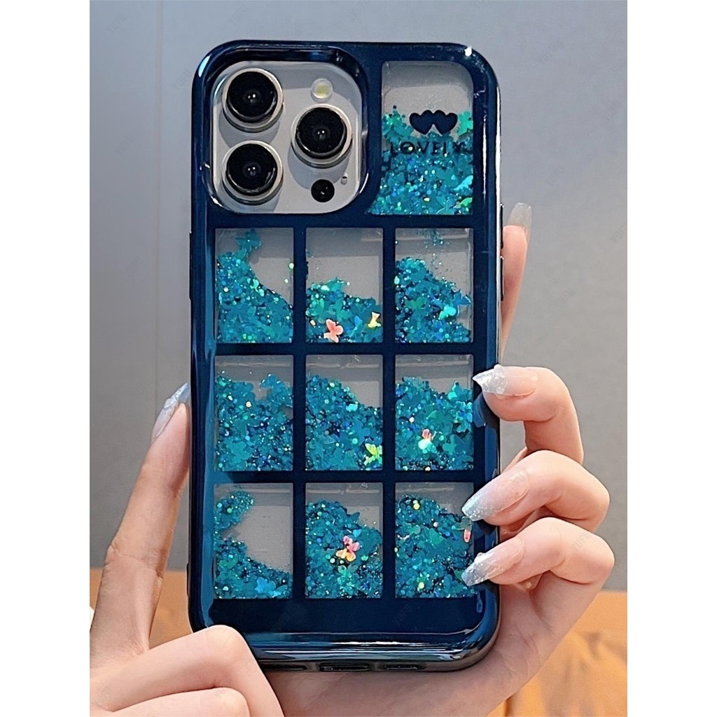 COD เคสมือถือเพชร ตู้น้ำ เล่นไฟ แบบใส มีทรายไหล สะท้อนแสง แต่งกลิตเตอร์ สําหรับ iPhone 15 plus Pro Max สีสด