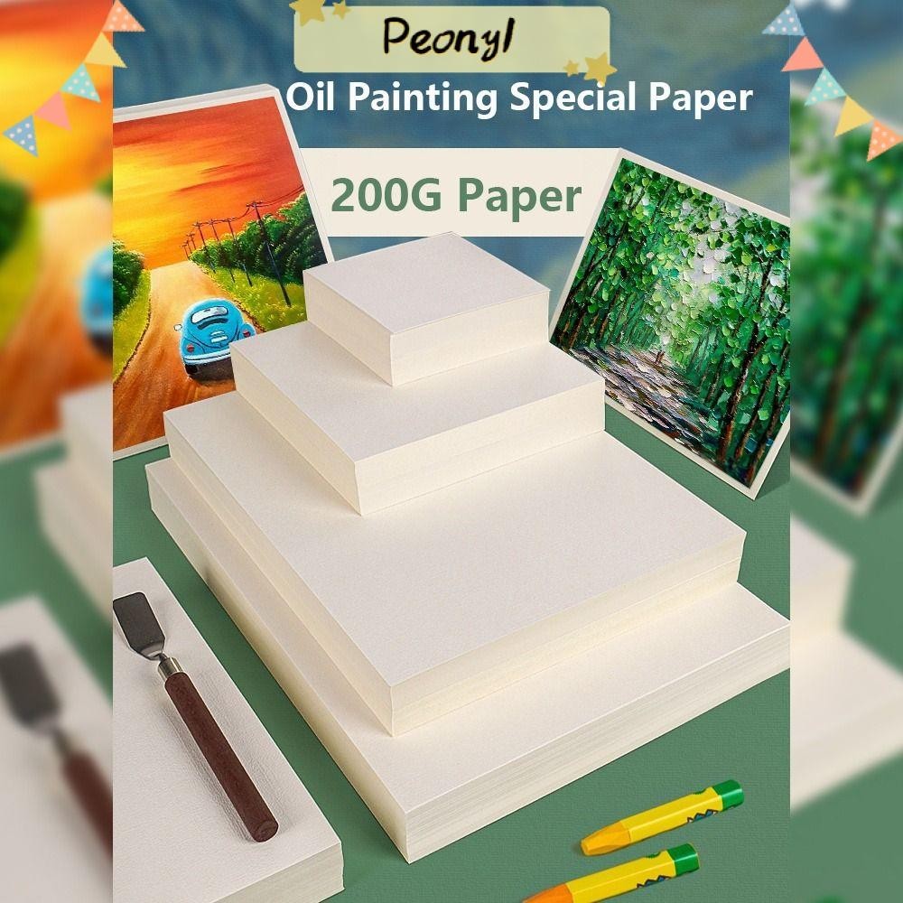 Pdony 50แผ ่ น/Set ภาพวาดสีน ้ ํามัน Paper, Multi-size Square Oil Pastel กระดาษพิเศษคุณภาพสูง 200g หนาเปล ่ าวาดกระดาษ Crayon ภาพวาด