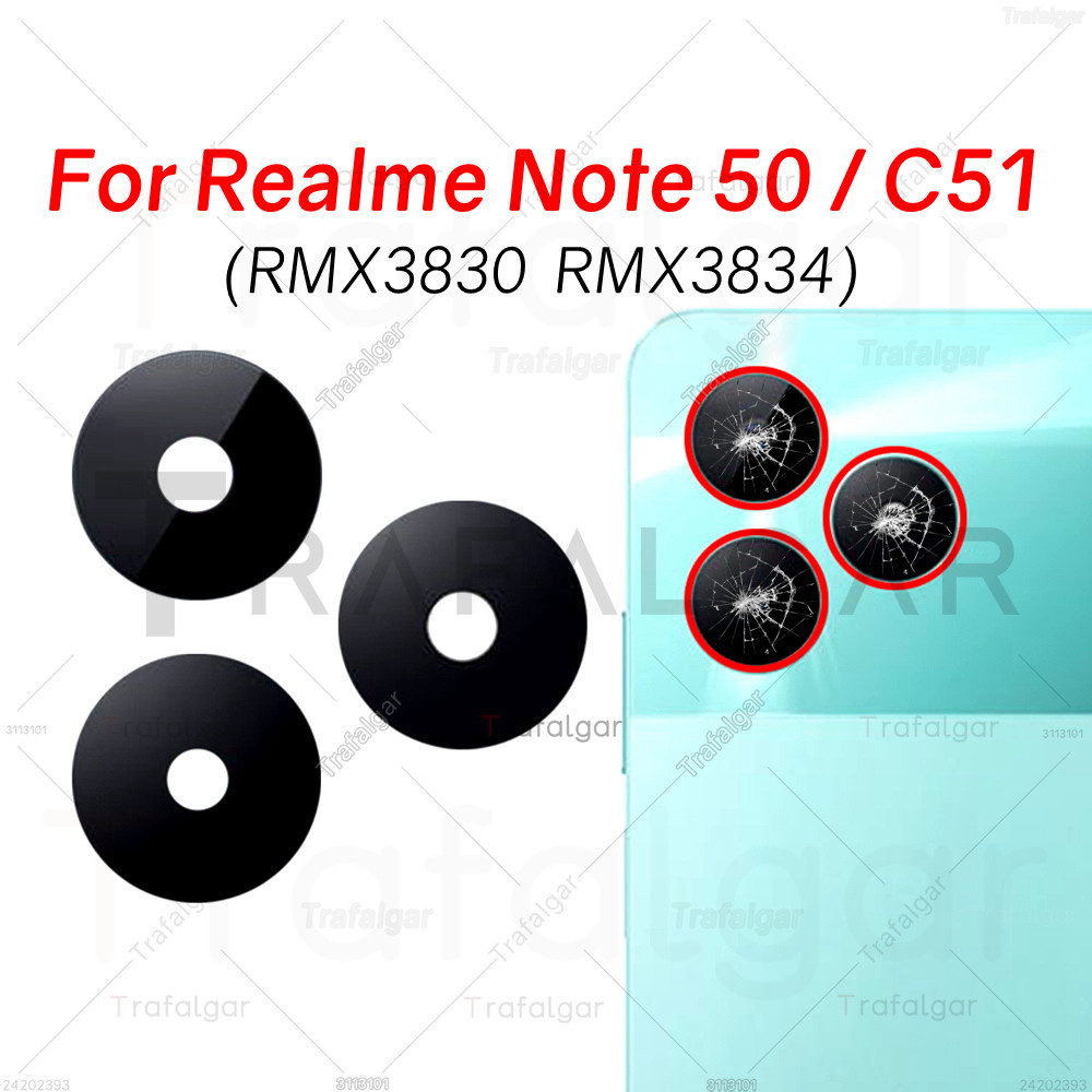 เลนส์กระจกกล้องด้านหลัง แบบเปลี่ยน พร้อมสติกเกอร์กาว สําหรับ Realme C51 RMX3830