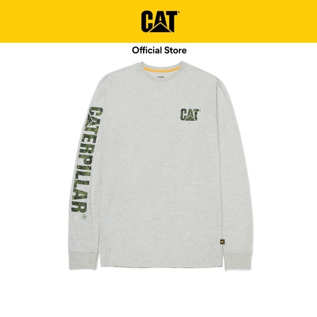 เสื้อยืดแขนยาวผู้ชาย Caterpillar Trademark Banner - Cream Heather (1510034-13325)