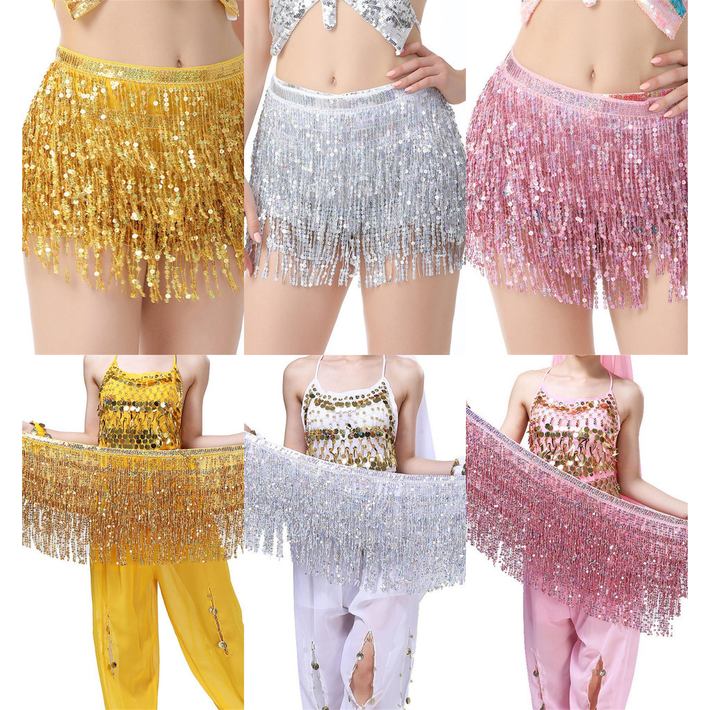 Boho Fringe กระโปรงเลื่อมพู่ Belly Dance ผ้าพันคอผ้าพันคอ Rave Party กระโปรงเข็มขัดประสิทธิภาพ Custume กระโปรงสําหรับสตรีและหญิง