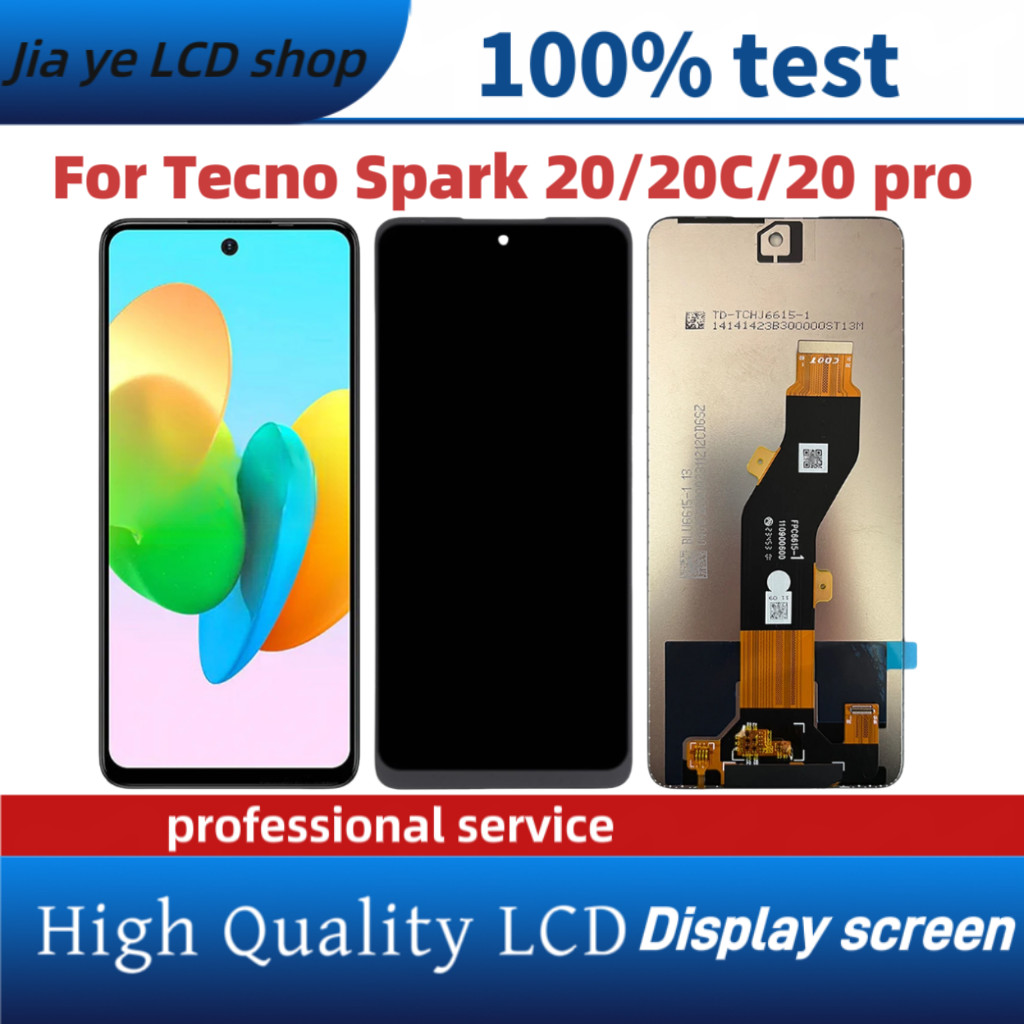 สําหรับ Tecno Spark 20 20C 20 Pro KJ5 KJ6 BG7 BG7n จอแสดงผล LCD หน้าจอสัมผัสเปลี่ยน