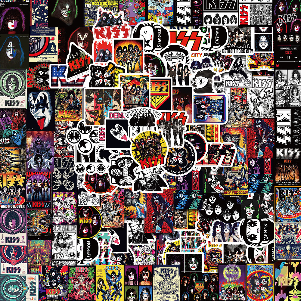 100ชิ้น/เซ็ต วงร็อค . สติ๊กเกอร์ KISS Diy แฟชั่นสติ๊กเกอร์กันน้ํา Doodle สติ๊กเกอร์
