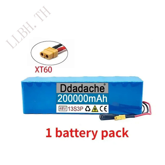 Free ShippingNew 48V 200000mAh 20000W 13S3P XT60 48V Lithium Ion Battery Pack 200Ah for 54.6v E-bike