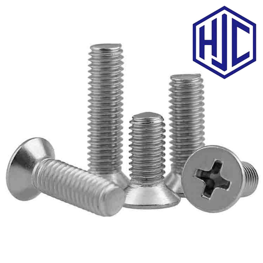 M3-M3.5 น็อตสกรู หัวเตเปอร์แฉก หัวเรียบ สแตนเลส 304 เธรดหยาบ เกลียวมิล【HJC-2B】