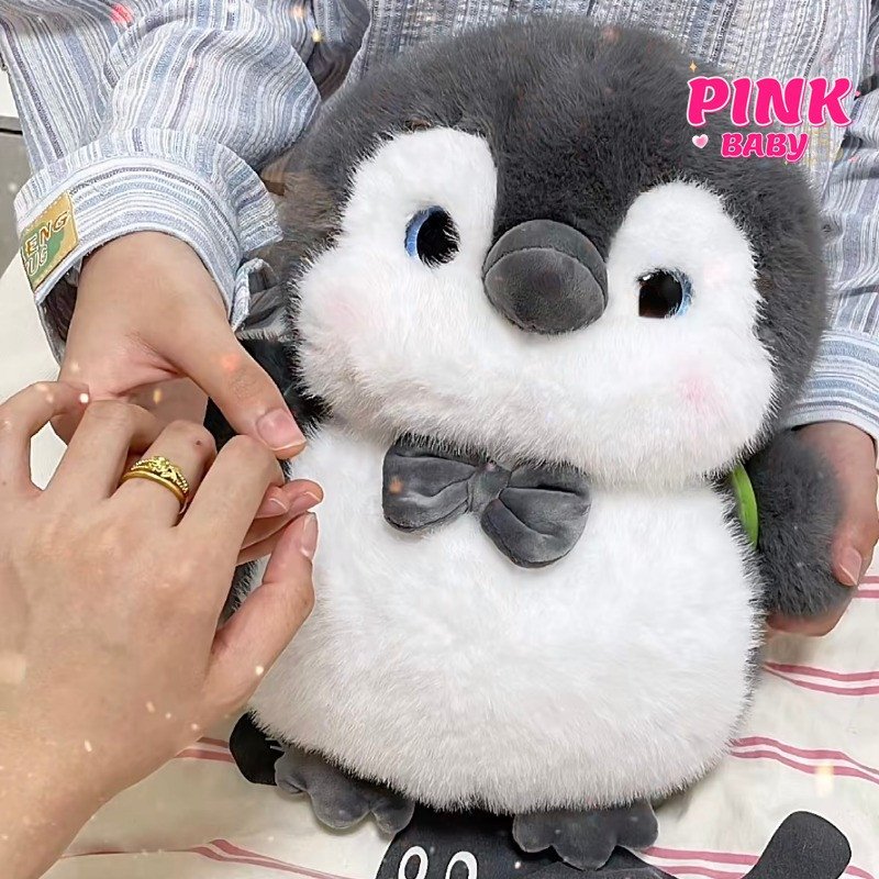 ตุ๊กตาเพนกวินน่ารักพร้อมกระเป๋าเต่า หมีนุ่ม สัตว์ยัดไส้ ของเล่นสร้างสรรค์ ของขวัญเด็ก