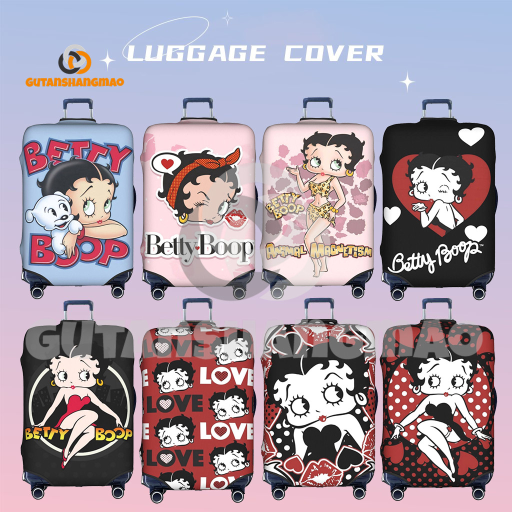 ผ้าคลุมกระเป๋าเดินทาง Betty Boop ซักได้ ป้องกันกระเป๋าเดินทางเป็นรอย ผ้าคลุมกระเป๋าเดินทางแบบซักได้ เหมาะกับกระเป๋าเดินทางขนาด 18-32 นิ้ว