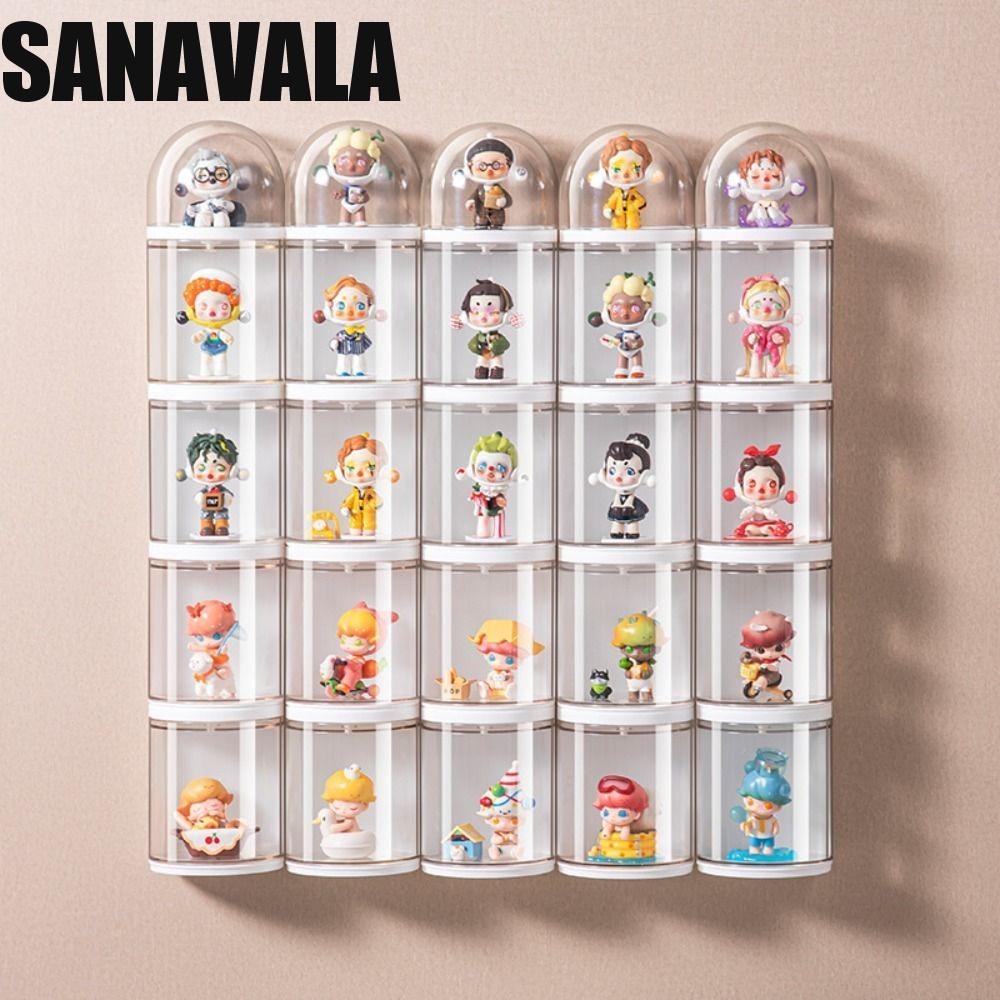 Sanavala Popmart กล่องเก็บเคส,เคสแสดงตัวเลขความจุขนาดใหญ่โปร่งใส,เคสจัดระเบียบติดผนังที่ถอดออกได้กันฝุ่นตัวเลขขาตั้งจอแสดงผลตุ๊กตาห้องนั่งเล่น