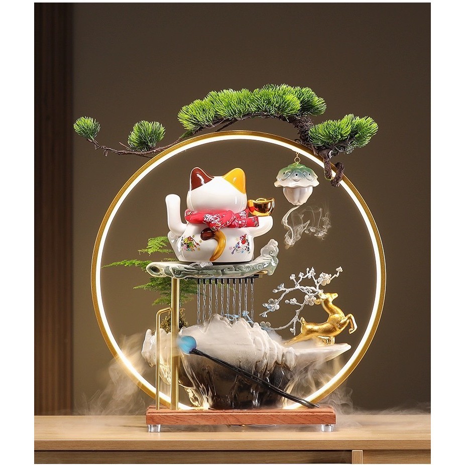 Takionโคมไฟน้ำตกแมวกวัก เสริมฮวงจุ้ย แมวกวักเรียกทรัพย์ เสริมศิริมงคล ตั้งบนโต๊ะทำงาน เงินทองไหลมา - รูปที่ 4