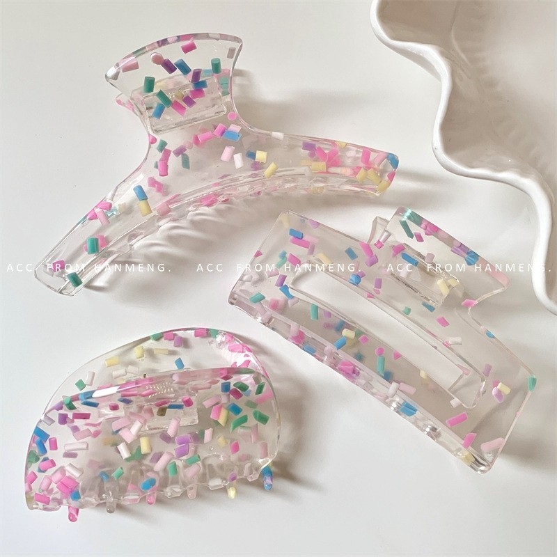 ฤดูร ้ อน Candy สี Polka Dot คว ้ าคลิปโปร ่ งใสหญิง Shark คลิป