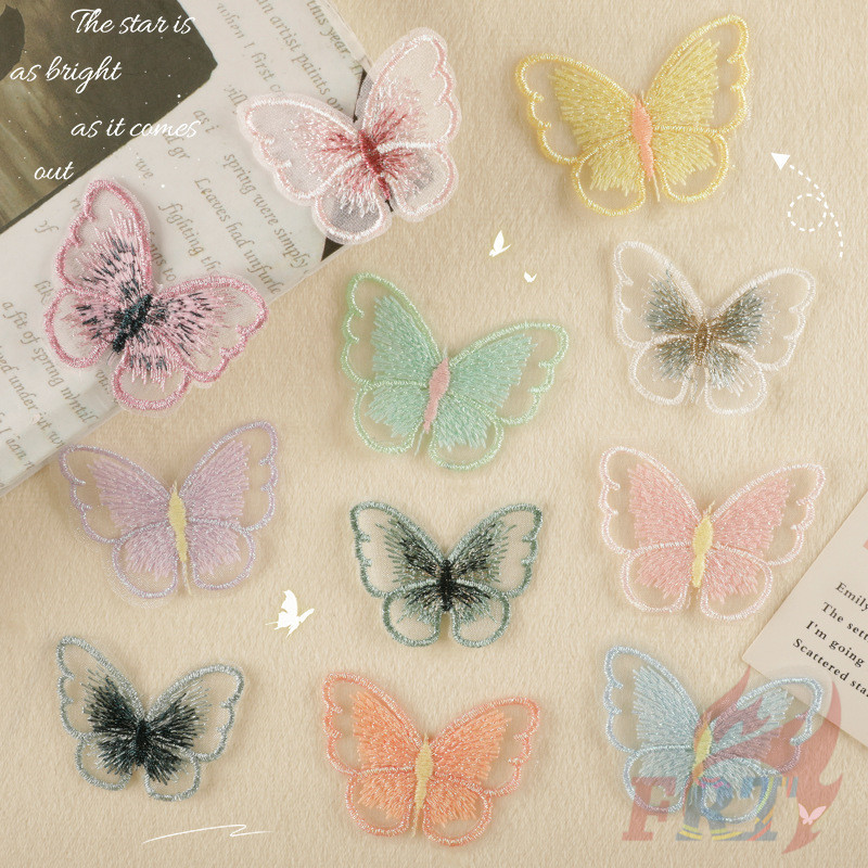 ❀ แพทช์เย็บปักถักร้อยผีเสื้อลูกไม้ที่มีสีสัน ❀ 1 ชิ้น DIY เย็บบนแพทช์อุปกรณ์ตกแต่ง