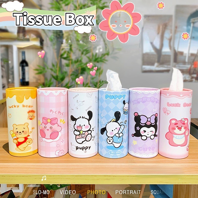 Sanrio การ ์ ตูนน ่ ารักรถกล ่ องกระดาษทิชชู Kawaii Cinnamoroll Kuromi Pochacco Capybara แบบพกพากล ่ องกระดาษรถเฉพาะกระดาษทิชชูกระดาษ