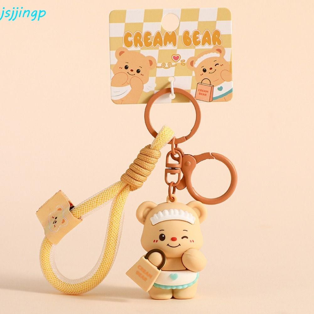 Jsjjingp พวงกุญแจหมีเนย, กระเป๋า PVC Charm จี้ตุ๊กตา, ที่ใส่กุญแจเครื่องประดับหัตถกรรม Trinket พวงกุญแจรถหญิง Lady Girl