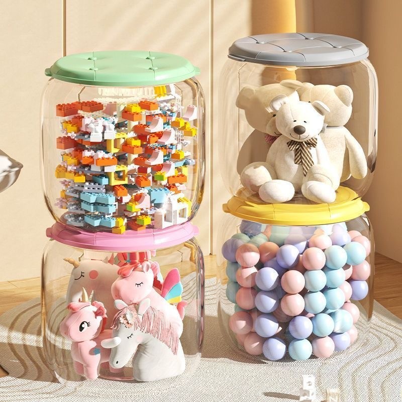 💥COD💥ถังเก็บตุ๊กตาแบบใส กล่องเก็บของพลาสติกใส อุจจาระ ทรงกลม อเนกประสงค์ ประหยัดพื้นที่ แบบพกพา วัสดุโปร่งใส - รูปที่ 4