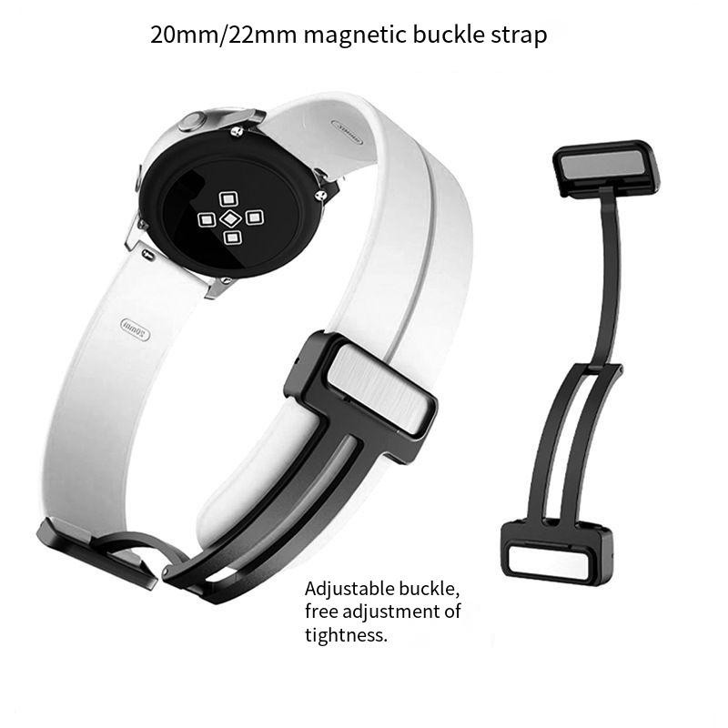 20 มม.22 มม.สายนาฬิกาซิลิโคนหัวเข็มขัดแม่เหล็กกีฬา Quick Release Universal สร้อยข้อมือสําหรับ Samsung Galaxy Watch 3/4/5/5Pro/6