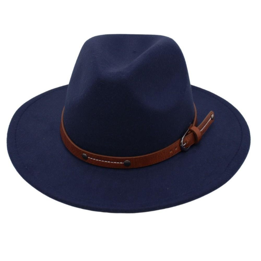 Anxsun3 Felt Fedora หมวก, Soft Vintage ปานามาหมวก,แฟชั่นเข็มขัดหัวเข็มขัด Elegant กว้าง Brim หมวกคาวบอยผู้ชายผู้หญิง ราคา ถูกที่สุด ดีลบีเคเค แกลเลอรีภาพที่ 7