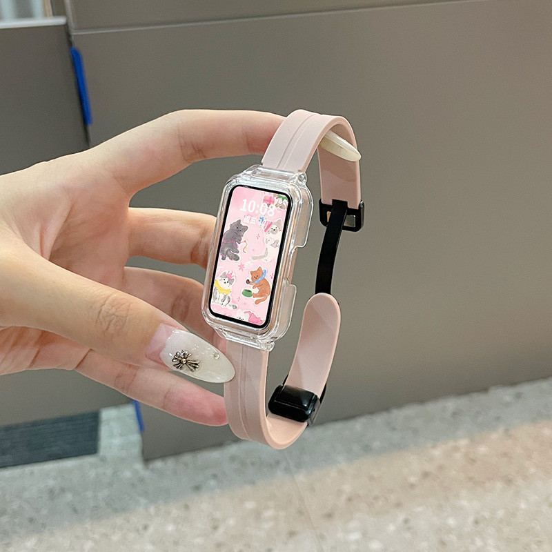 นาฬิกาแม ่ เหล ็ กสําหรับ Samsung Galaxy Fit 3 สายรัดข ้ อมือแฟชั ่ นเปลี ่ ยนกีฬาสายซิลิโคนสําหรับ Samsung Fit3 ปรับปลอกฝาครอบ