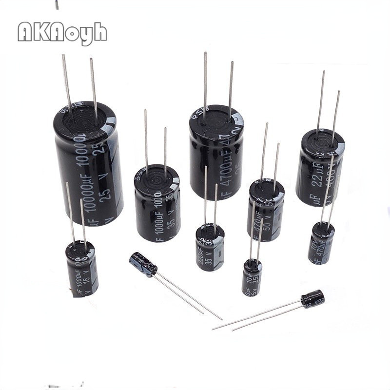 50pcs In-Line อลูมิเนียม Electrolytic Capacitor 16V 25V 35V 10UF 22UF 33UF 47UF 100UF 220UF