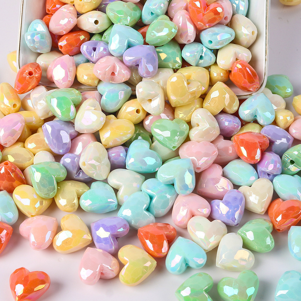 สีสันตัดรูปหัวใจลูกปัดอะคริลิคสําหรับเครื ่ องประดับทํา DIY ต ่ างหูสร ้ อยข ้ อมือ 17x20 มม.รูปหัวใจเครื ่ องประดับอุปกรณ ์ เสริม