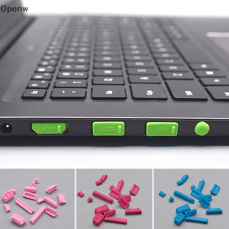 Openw 16 ชิ้น/เซ็ตแล็ปท็อปปลั๊กฝุ่นชุดพอร์ต USB VGA ยางฝาครอบป้องกัน GOOD