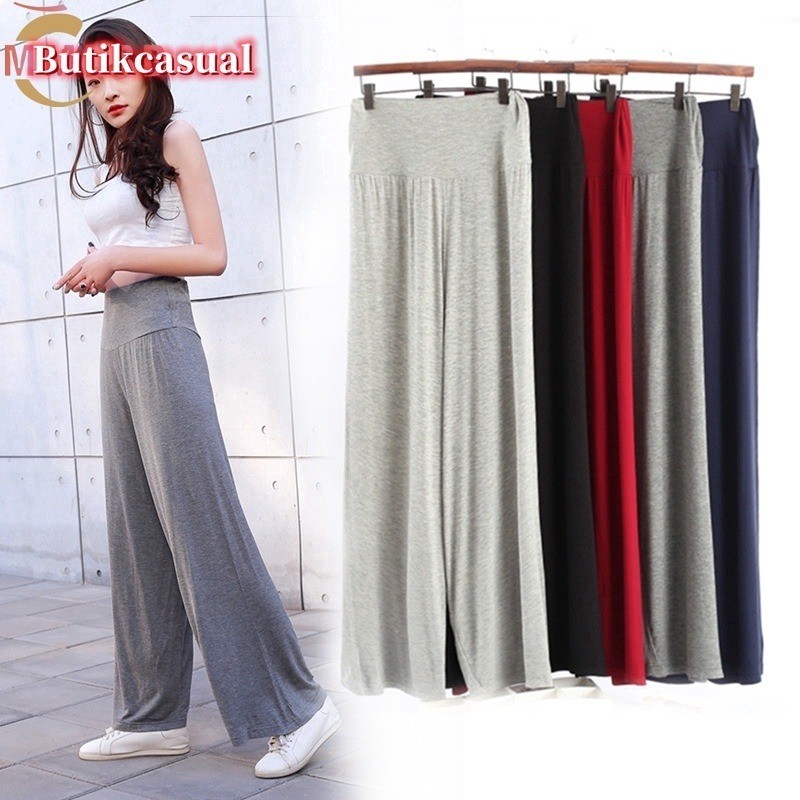 ผู้หญิงกางเกงขากว้าง Muslimah modal เอวสูงกางเกง Palazzo M-XL 40--83KG